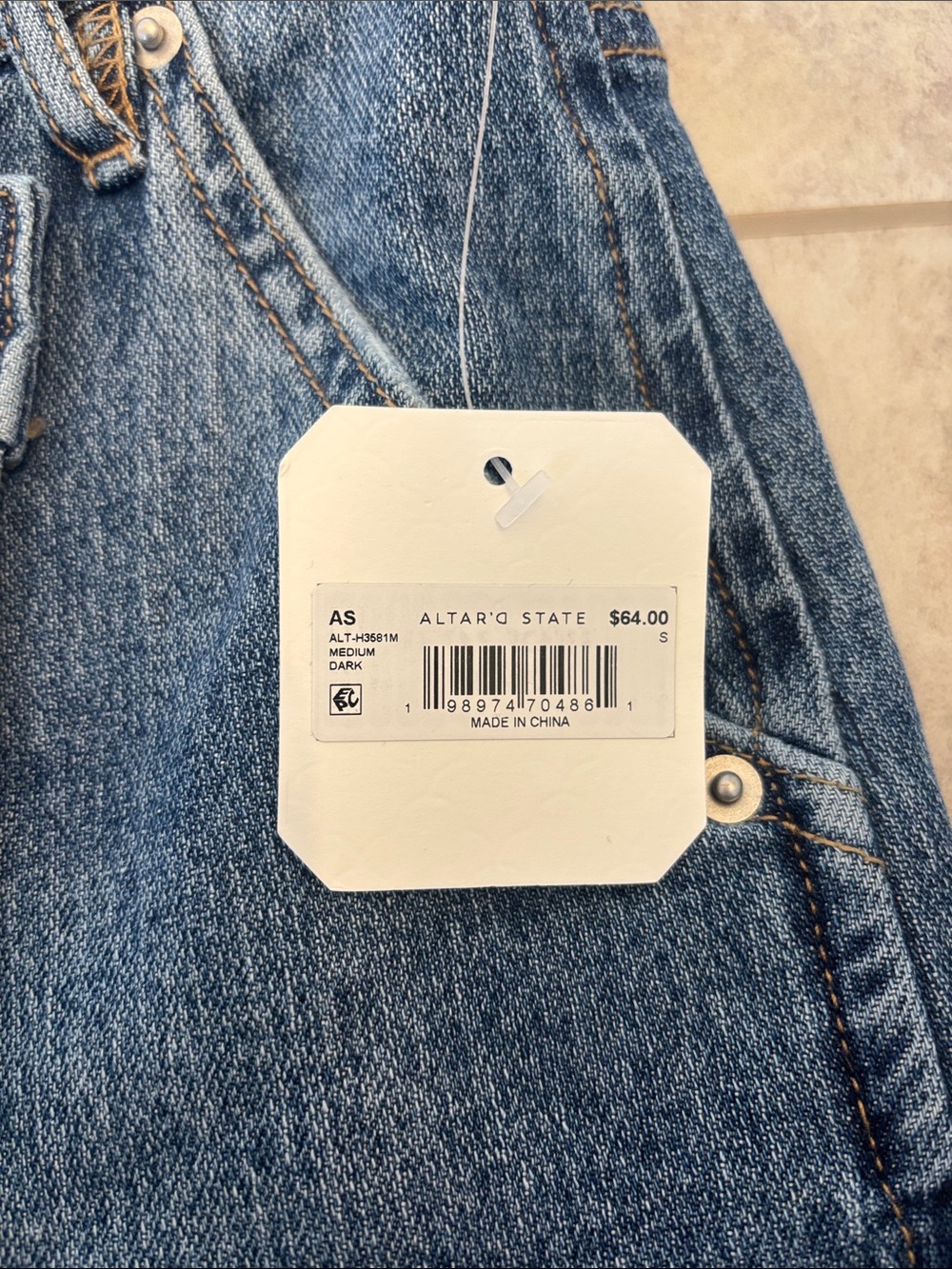 Altar'd State Medium Blue Denim Skort with Tag - Picture 6 of 6